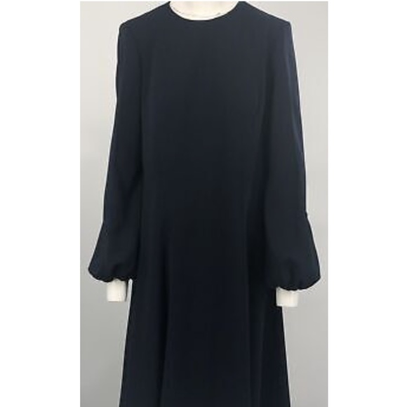 Bibhu Mohapatra Navy Polyester Long Sleeve Sheath Midi Dress sz XL - Picture 1 of 5